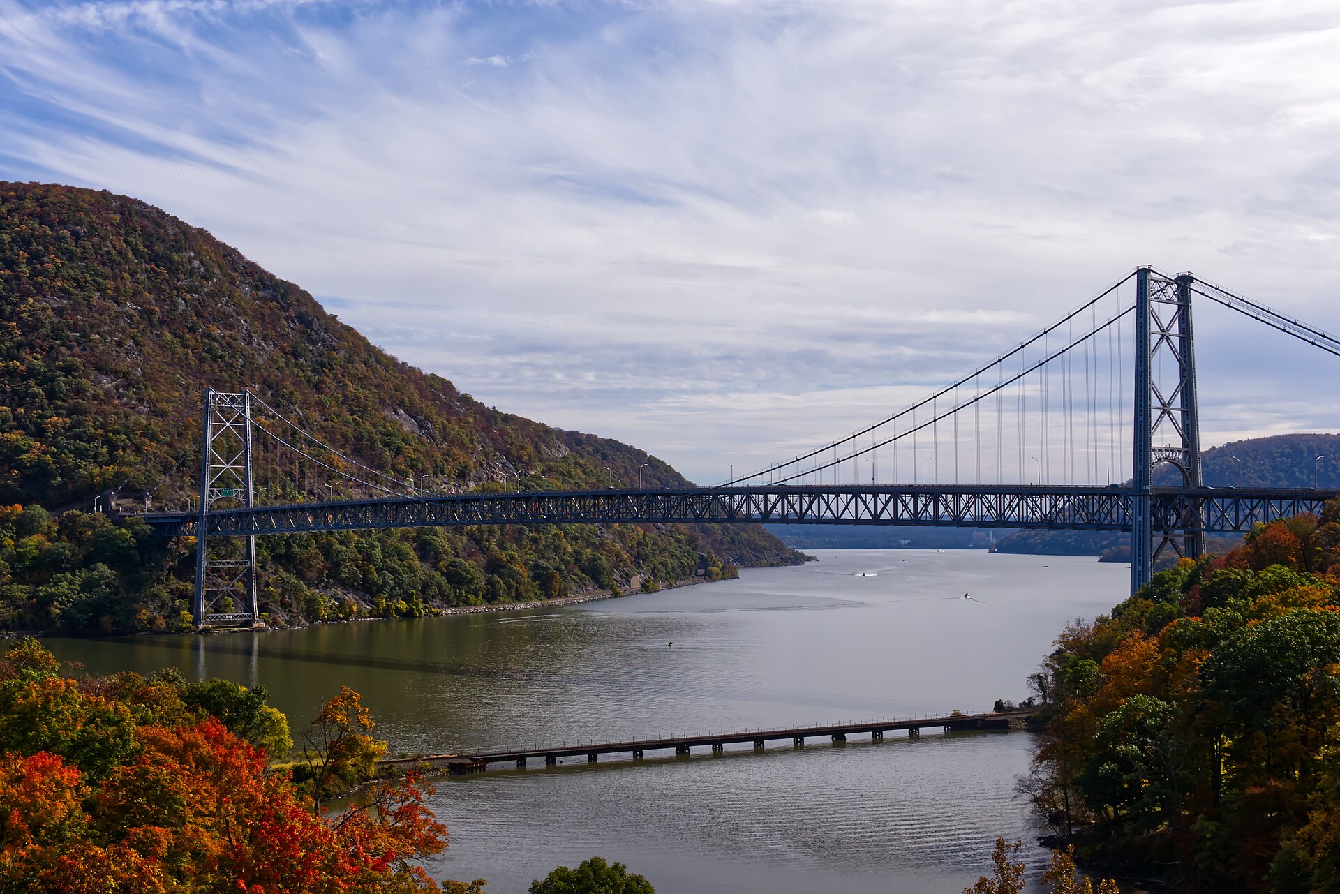 Bear Mountain Bridge spanning the Hudson River near Orange County NY