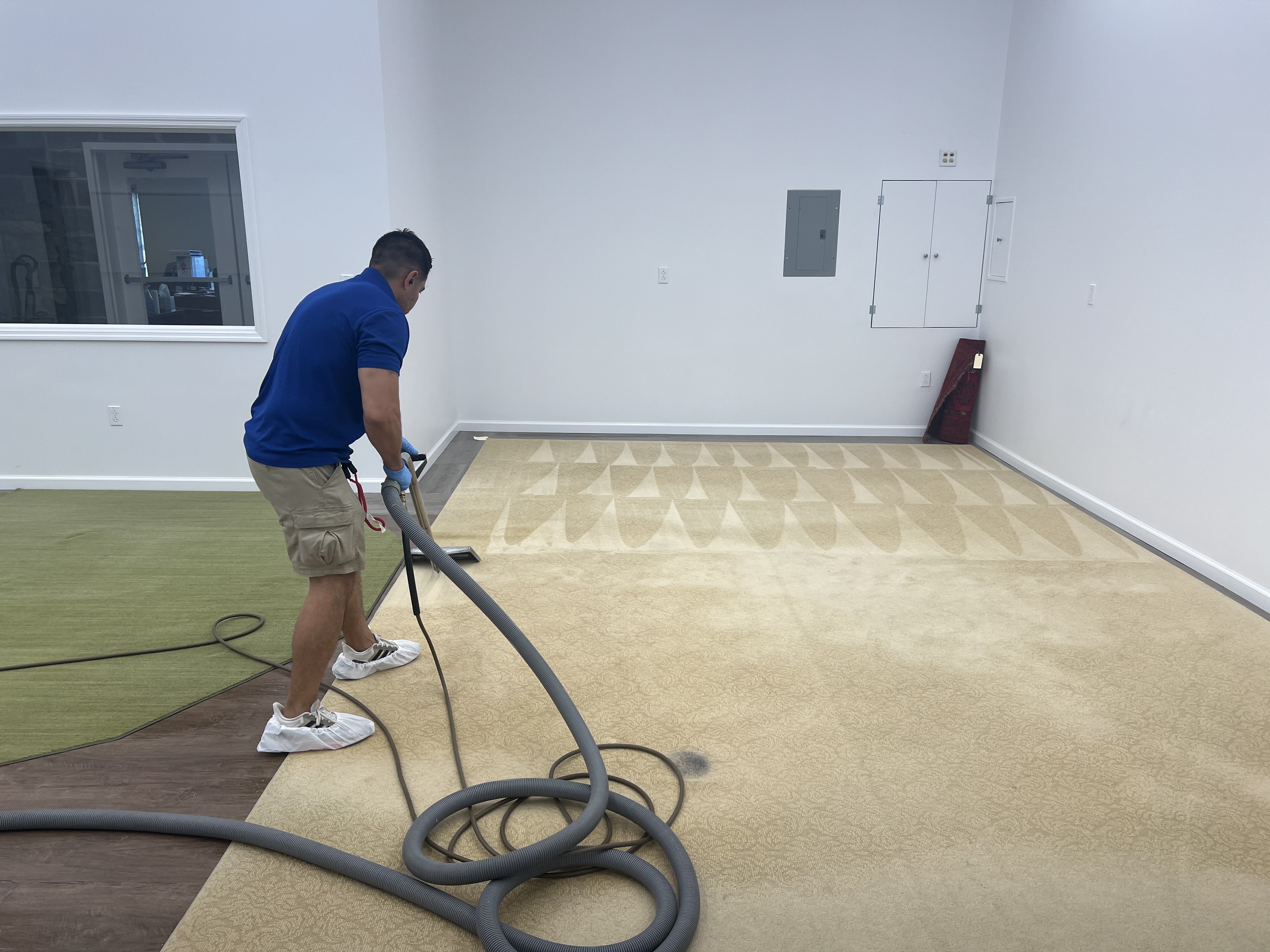 Commercial carpet cleaning in progress at a Hudson Valley business by Royalty Carpet & Flooring