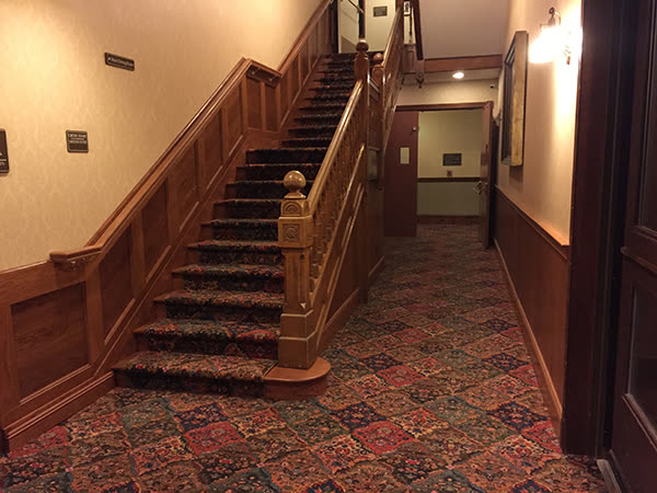 Patterned carpet on a staircase and landing