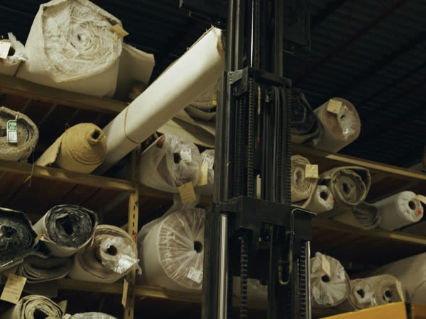 Carpet rolls in stock in the Royalty Carpet warehouse
