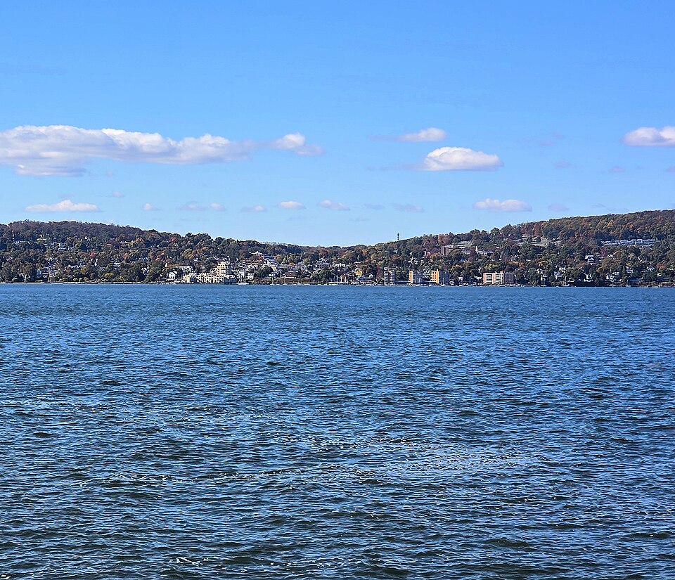 Village of Nyack on the Hudson River shoreline in Rockland County NY